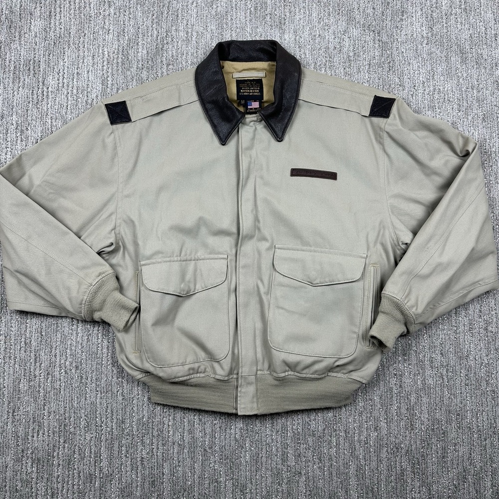 Vintage Avirex Bomber Jacket Medium Leather Trim Type A-2 USAF Flight USA‎ Made